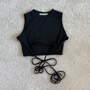 Black Sleeveless Crop Top - Size S